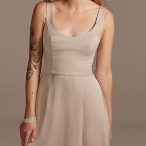 Davids Bridal crepe-back satin scoop tank short bridesmaid dress Size 16 (XL)